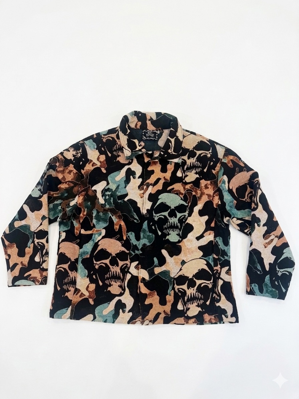 Rebel Vengeance Skull Camo Jacquard Tapestry Jacket Size L NWT